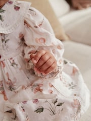 Bela cvetlična/ vila - dojenček Woven obleka with hlačne nogavice (0mths-2yrs) - Slika 6 iz 15
