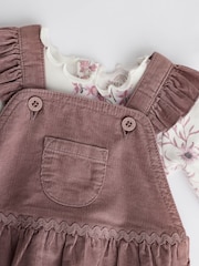 Pink Floral Baby Bloomer Romper & Long Sleeve Bodysuit Set With Tights (0mths-3yrs) - Image 6 of 9