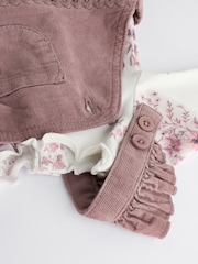 Pink Floral Baby Bloomer Romper & Long Sleeve Bodysuit Set With Tights (0mths-3yrs) - Image 7 of 9