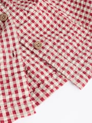 Red Gingham Woven Long Sleeve 100% Cotton Top and Wide Leg Trousers Set (0mths-2yrs) - Image 10 of 12