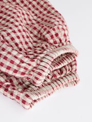 Red Gingham Woven Long Sleeve 100% Cotton Top and Wide Leg Trousers Set (0mths-2yrs) - Image 11 of 12