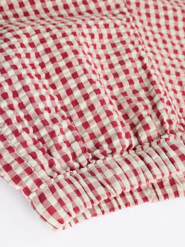Red Gingham Woven Long Sleeve 100% Cotton Top and Wide Leg Trousers Set (0mths-2yrs) - Image 12 of 12
