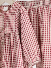 Red Gingham Woven Long Sleeve 100% Cotton Top and Wide Leg Trousers Set (0mths-2yrs) - Image 7 of 12