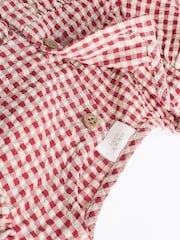 Red Gingham Woven Long Sleeve 100% Cotton Top and Wide Leg Trousers Set (0mths-2yrs) - Image 9 of 12