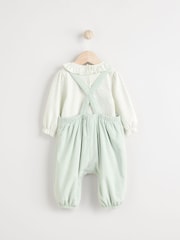 Sage Green Character Baby Corduroy 100% Cotton Dungarees and Long Sleeve Bodysuit Set (0mths-2yrs) - Image 2 of 9