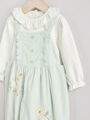 Sage Green Character Baby Corduroy 100% Cotton Dungarees and Long Sleeve Bodysuit Set (0mths-2yrs) - Image 4 of 9