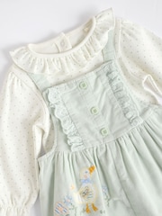 Sage Green Character Baby Corduroy 100% Cotton Dungarees and Long Sleeve Bodysuit Set (0mths-2yrs) - Image 5 of 9