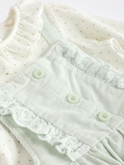 Sage Green Character Baby Corduroy 100% Cotton Dungarees and Long Sleeve Bodysuit Set (0mths-2yrs) - Image 6 of 9