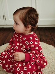 Red Flower Print Skirted Baby Romper with Tights (0mths-3yrs) - Image 4 of 14