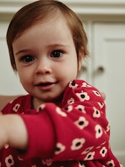 Red Flower Print Skirted Baby Romper with Tights (0mths-3yrs) - Image 5 of 14