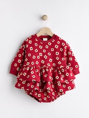 Red Flower Print Skirted Baby Romper with Tights (0mths-3yrs) - Image 7 of 14
