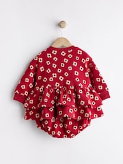 Red Flower Print Skirted Baby Romper with Tights (0mths-3yrs) - Image 8 of 14
