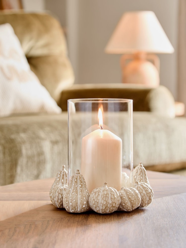 Natural Natural Pumpkin Hurricane Candle - Image 1 of 4