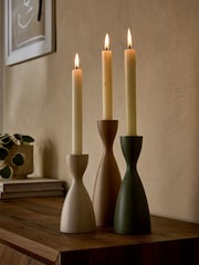 Set of 3 Neutral Scandi Taper Candle Holders - Image 2 of 5
