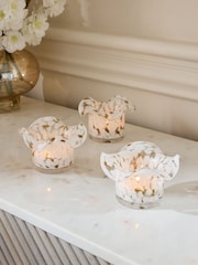 White Confetti Glass Candle Holder Tealight - Image 1 of 4