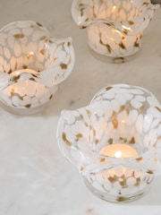 White Confetti Glass Candle Holder Tealight - Image 2 of 4