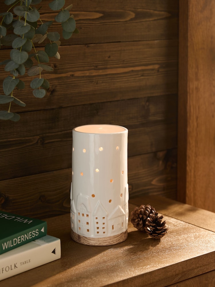 Natural Ceramic House Hurricane Candle Holder - Image 1 of 4