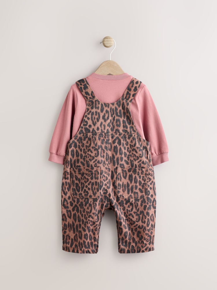 Hellbraun Leopard-Print - Baby-Set aus Langarmbody und Latzhose (0 Monate bis 2 Jahre) - Bild 2 von 8