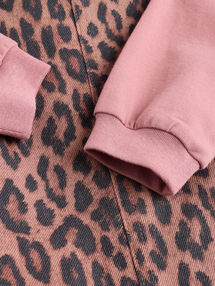 Tan Brown Leopard Print Baby Long Sleeve Bodysuit & Dungarees Set (0mths-2yrs) - Image 6 of 8
