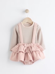 Pink/Black/White Baby Tiered Skirt Long Sleeve 100% Cotton Bodysuit and Tights Set (0mths-2yrs) - Image 1 of 13