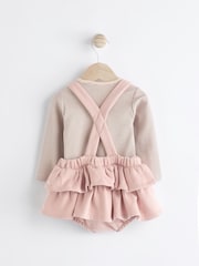 Pink/Black/White Baby Tiered Skirt Long Sleeve 100% Cotton Bodysuit and Tights Set (0mths-2yrs) - Image 4 of 13