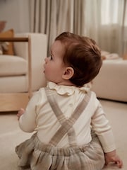 Grey Check Baby Tiered Skirt Long Sleeve 100% Cotton Bodysuit and Tights Set (0mths-2yrs) - Image 2 of 12