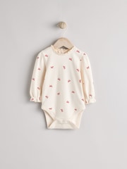 Red 3D Bow Baby Corduroy Pinafore 100% Cotton Dress With Tights (0mths-2yrs) - Image 3 of 8