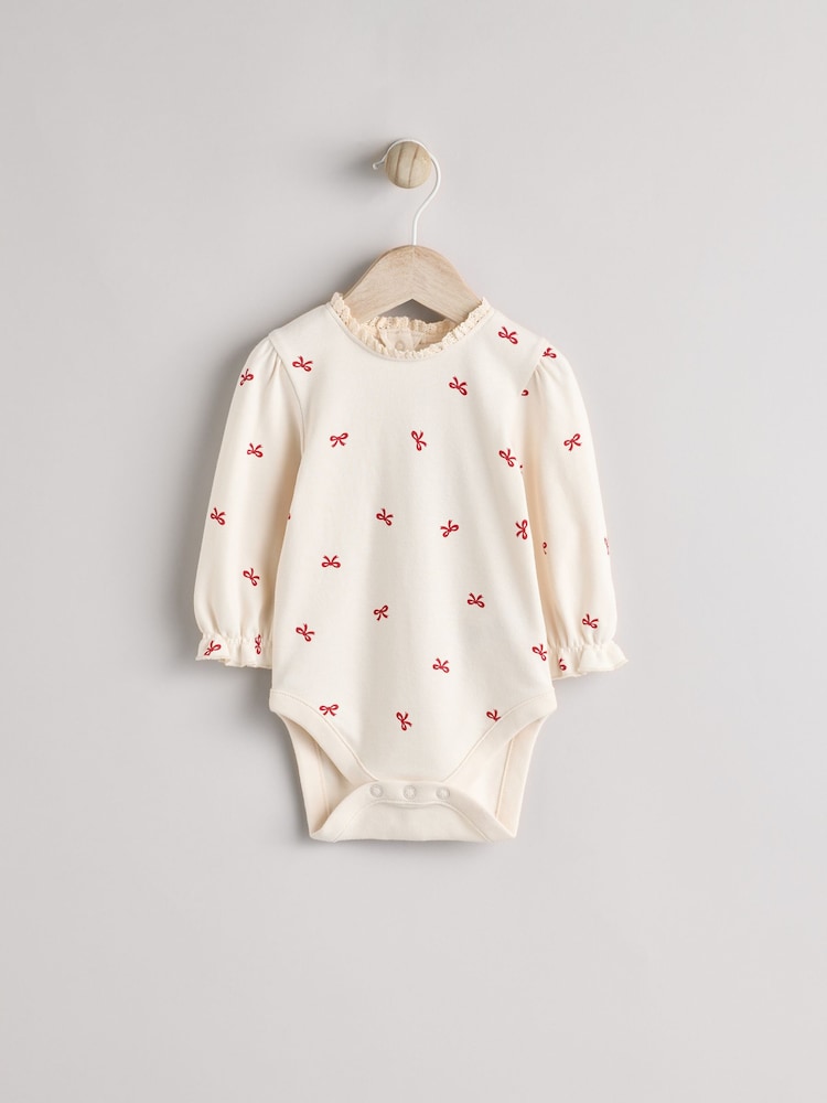 Rouge 3D Nœud - Bébé Robe de chambre en velours côtelé 100% Cotton Robe With Collants (0mths-2yrs) - Image 3 of 8