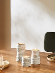 Set of 3 Natural Lydford Textured Tea Light Candle Holder - Image 1 of 8