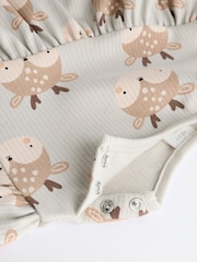 Mint Green Deer Print Christmas Baby Jersey 100% Cotton Dress With Tights Set (0mths-2yrs) - Image 6 of 8