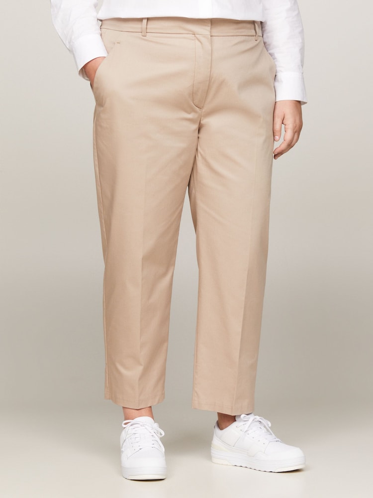 Tommy Hilfiger Cream Curve Slim Straight Chinos Trousers - Image 1 of 3