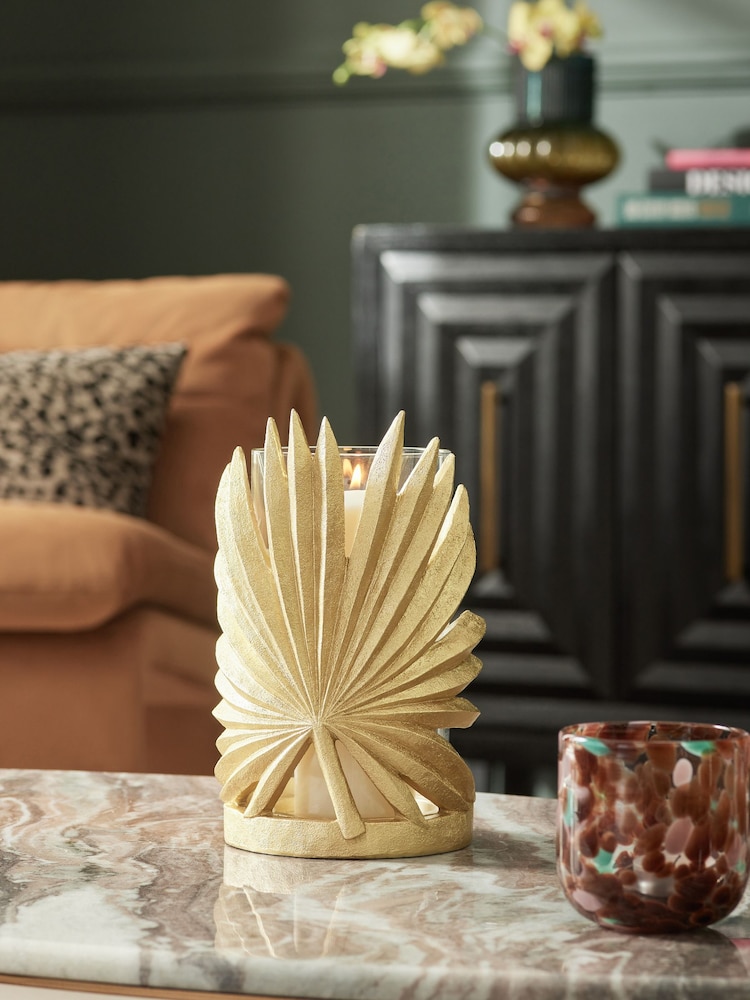 Gold Palm Hurricane Candle Holder - Image 1 of 5