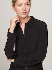 Tommy Hilfiger Black Fluid Viscose Crepe Knee Dress - Image 3 of 6