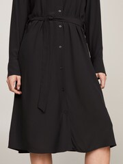 Tommy Hilfiger Black Fluid Viscose Crepe Knee Dress - Image 4 of 6