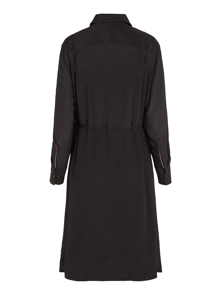 Tommy Hilfiger Black Fluid Viscose Crepe Knee Dress - Image 6 of 6