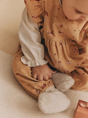 Ochre Yellow Ditsy Floral Baby Corduroy 100% Cotton Dungarees and Long Sleeve Bodysuit Set (0mths-2yrs) - Image 2 of 10