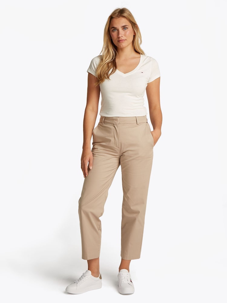 Tommy Hilfiger Cream Slim Straight Leg Chinos Trousers - Image 3 of 6