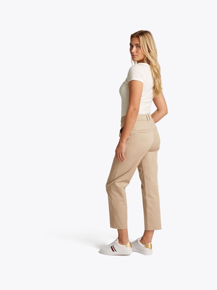Tommy Hilfiger Cream Slim Straight Leg Chinos Trousers - Image 4 of 6