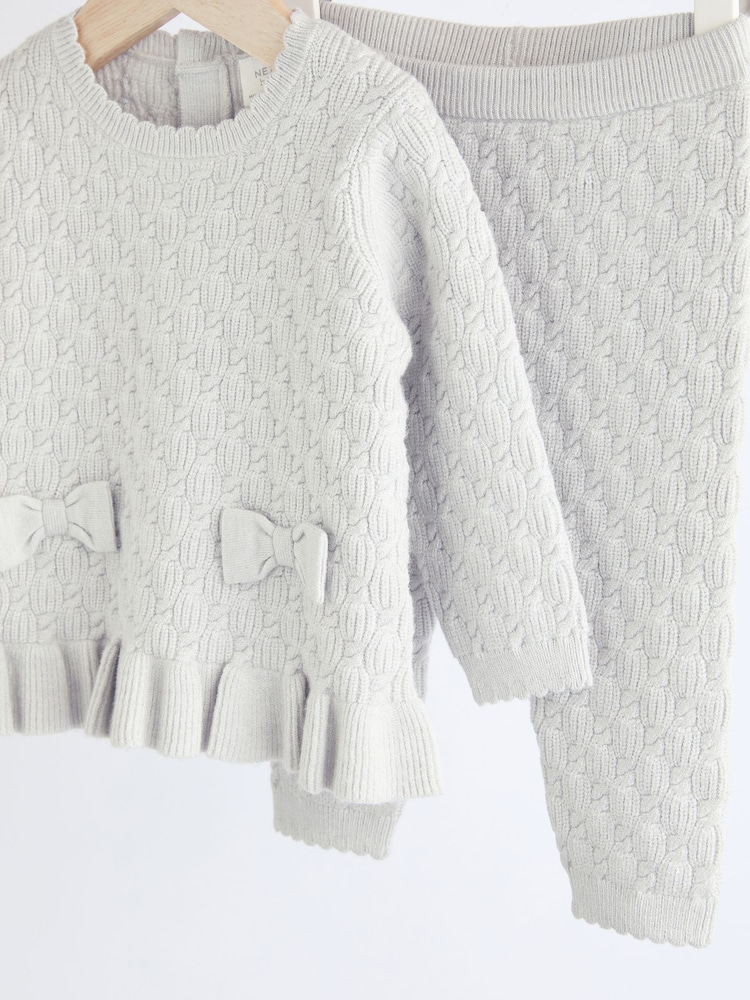 Grey 3D Bows - Babyset met gebreide trui en legging (0mnd-2jr) - Image 11 of 15