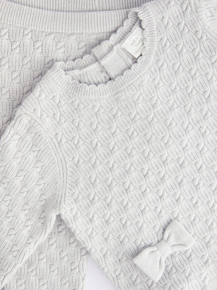 Grey 3D Bows - Babyset met gebreide trui en legging (0mnd-2jr) - Image 12 of 15