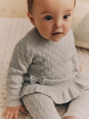 Grey 3D Bows Baby Knitted Jumper And Leggings Set (0mths-2yrs) - Image 4 of 15