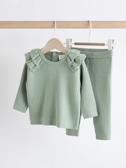 Sage Green Knitted Baby Jumper & Leggings Set (0mths-2yrs) - Image 1 of 11