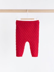Red 3D Bows Baby Knitted 100% Cotton Jumper And Leggings Set (0mths-2yrs) - Image 6 of 11