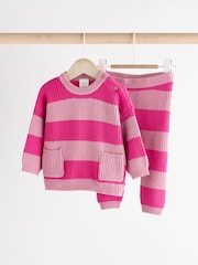 Pink Stripe Knitted Baby Jumper & Leggings Set (0mths-2yrs) - Image 1 of 13