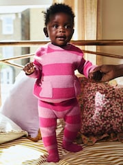 Pink Stripe Knitted Baby Jumper & Leggings Set (0mths-2yrs) - Image 3 of 13