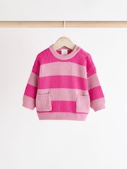 Pink Stripe Knitted Baby Jumper & Leggings Set (0mths-2yrs) - Image 6 of 13