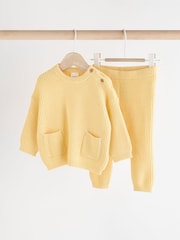 Yellow Knitted Baby Jumper & Leggings Set (0mths-2yrs) - Image 1 of 12