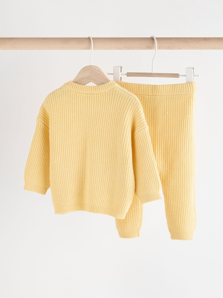 Yellow Knitted Baby Jumper & Leggings Set (0mths-2yrs) - Image 2 of 12