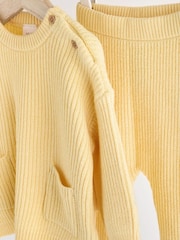 Yellow Knitted Baby Jumper & Leggings Set (0mths-2yrs) - Image 7 of 12