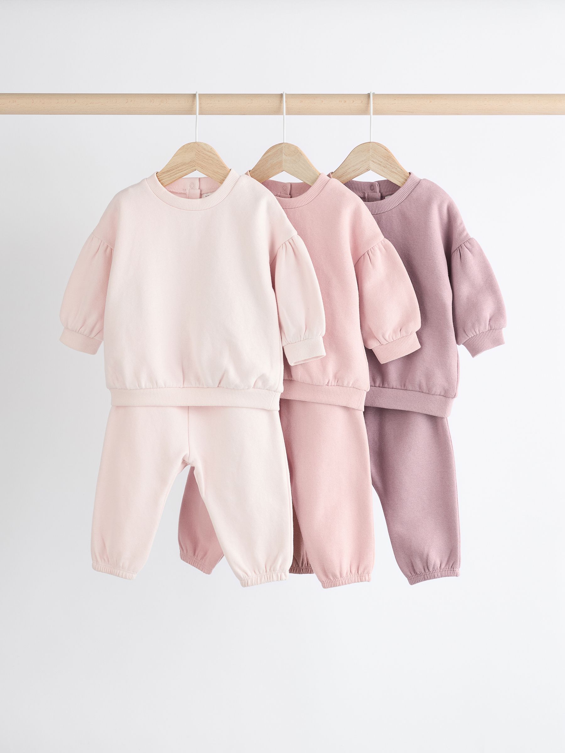 Buy Pink/ Cream Baby Sweatshirt & Joggers 6 Piece Set (0mths
